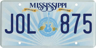 MS license plate JOL875
