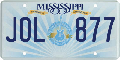 MS license plate JOL877