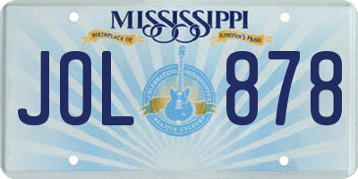 MS license plate JOL878