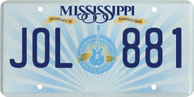 MS license plate JOL881