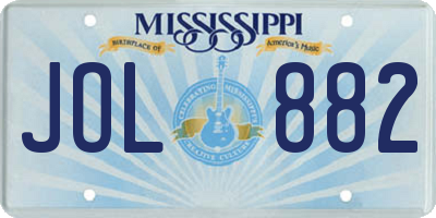 MS license plate JOL882