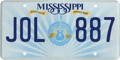 MS license plate JOL887