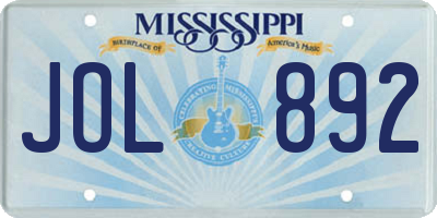 MS license plate JOL892