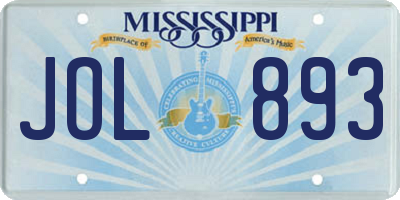 MS license plate JOL893