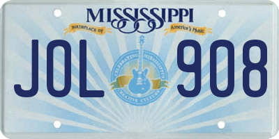 MS license plate JOL908