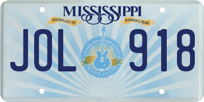 MS license plate JOL918
