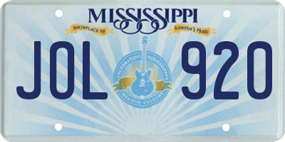 MS license plate JOL920