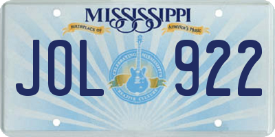 MS license plate JOL922