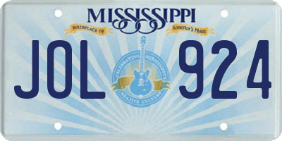 MS license plate JOL924
