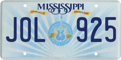 MS license plate JOL925