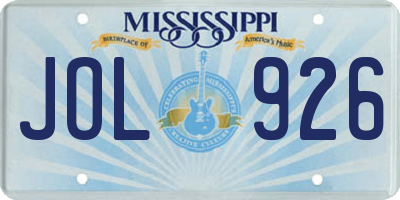 MS license plate JOL926