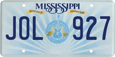MS license plate JOL927