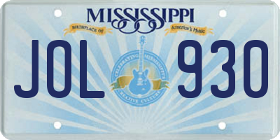 MS license plate JOL930
