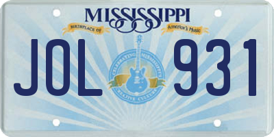 MS license plate JOL931