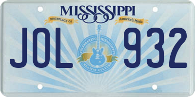MS license plate JOL932
