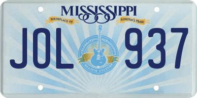 MS license plate JOL937