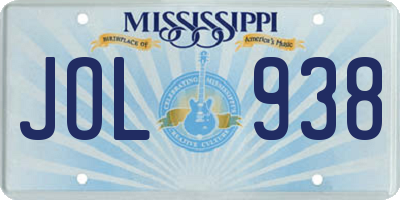 MS license plate JOL938