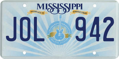 MS license plate JOL942