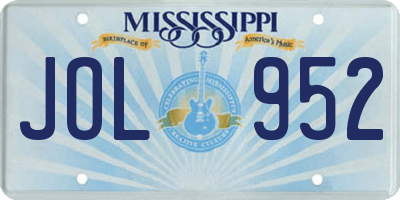 MS license plate JOL952