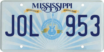 MS license plate JOL953
