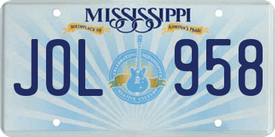 MS license plate JOL958