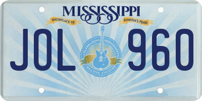 MS license plate JOL960