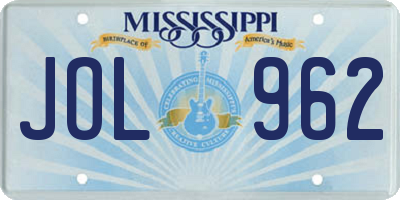 MS license plate JOL962