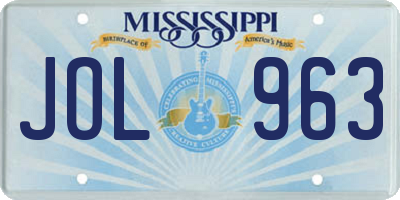 MS license plate JOL963