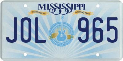 MS license plate JOL965