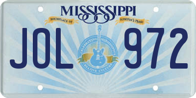 MS license plate JOL972