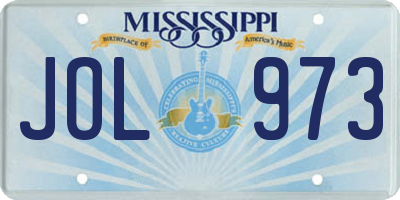 MS license plate JOL973