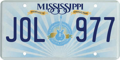 MS license plate JOL977