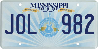 MS license plate JOL982