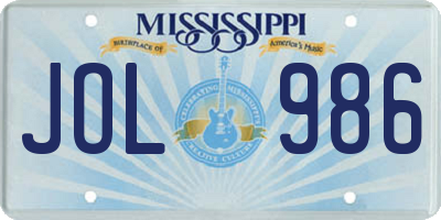 MS license plate JOL986