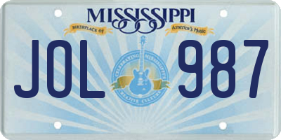 MS license plate JOL987