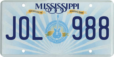 MS license plate JOL988