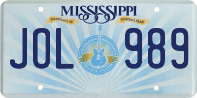 MS license plate JOL989