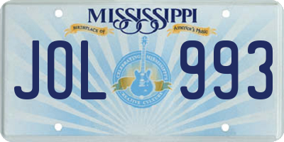 MS license plate JOL993