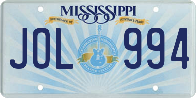 MS license plate JOL994