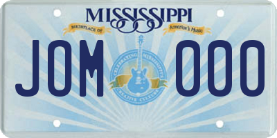 MS license plate JOM000