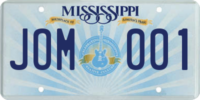 MS license plate JOM001