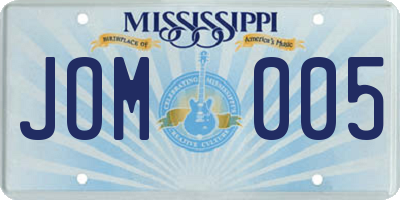 MS license plate JOM005