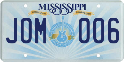 MS license plate JOM006