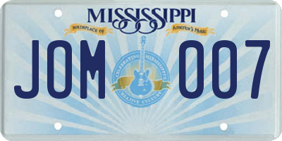 MS license plate JOM007
