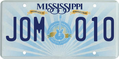 MS license plate JOM010