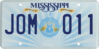 MS license plate JOM011