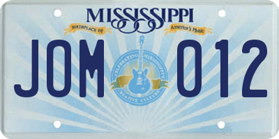 MS license plate JOM012