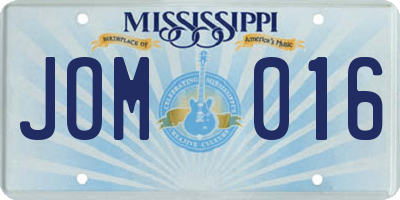 MS license plate JOM016