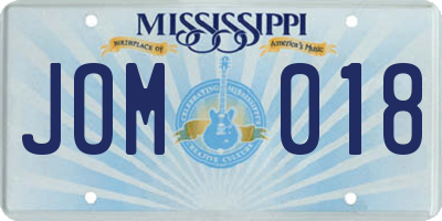 MS license plate JOM018