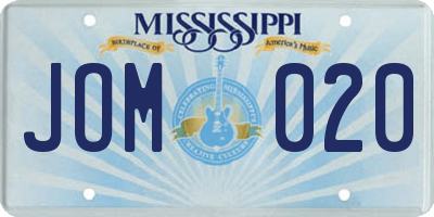 MS license plate JOM020